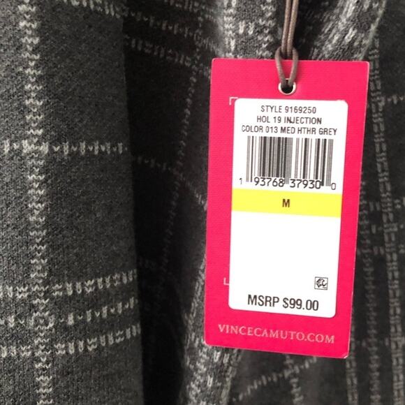 Vince Camuto Windowpane Open Front Knit Cardigan Sweater Gray NEW - Picture 8 of 9